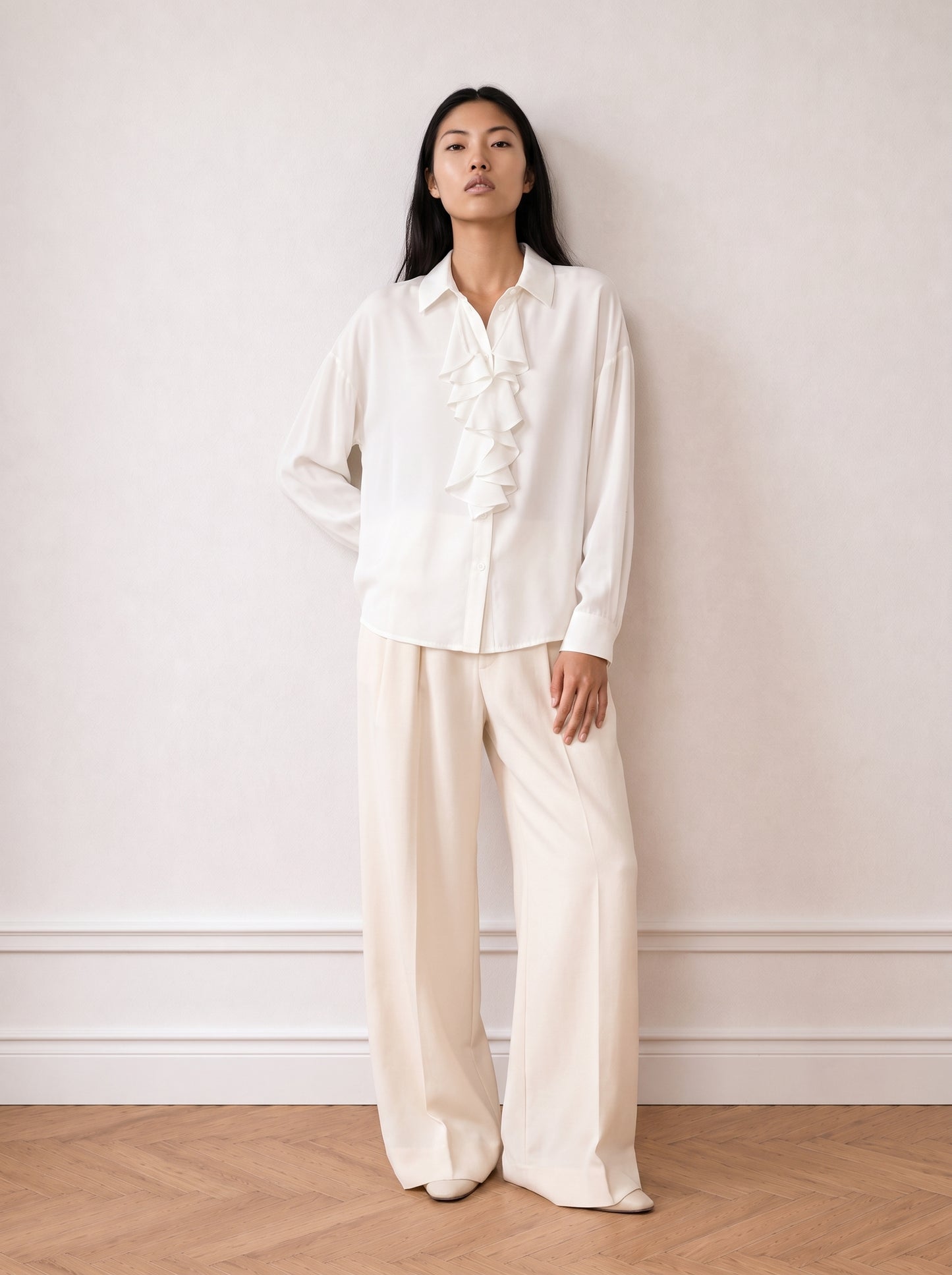 Ruffled Tie-neck Blouse