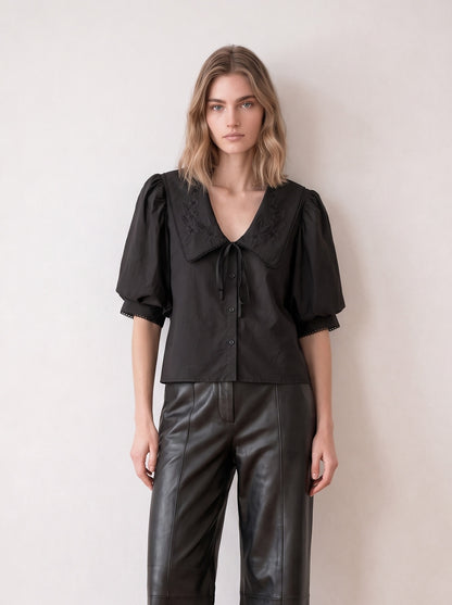 Embroidered Short-sleeved Shirt