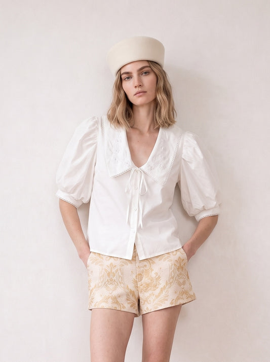 Embroidered Short-sleeved Shirt