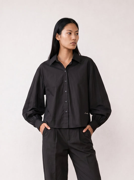 Puff-sleeve Cotton Shirt