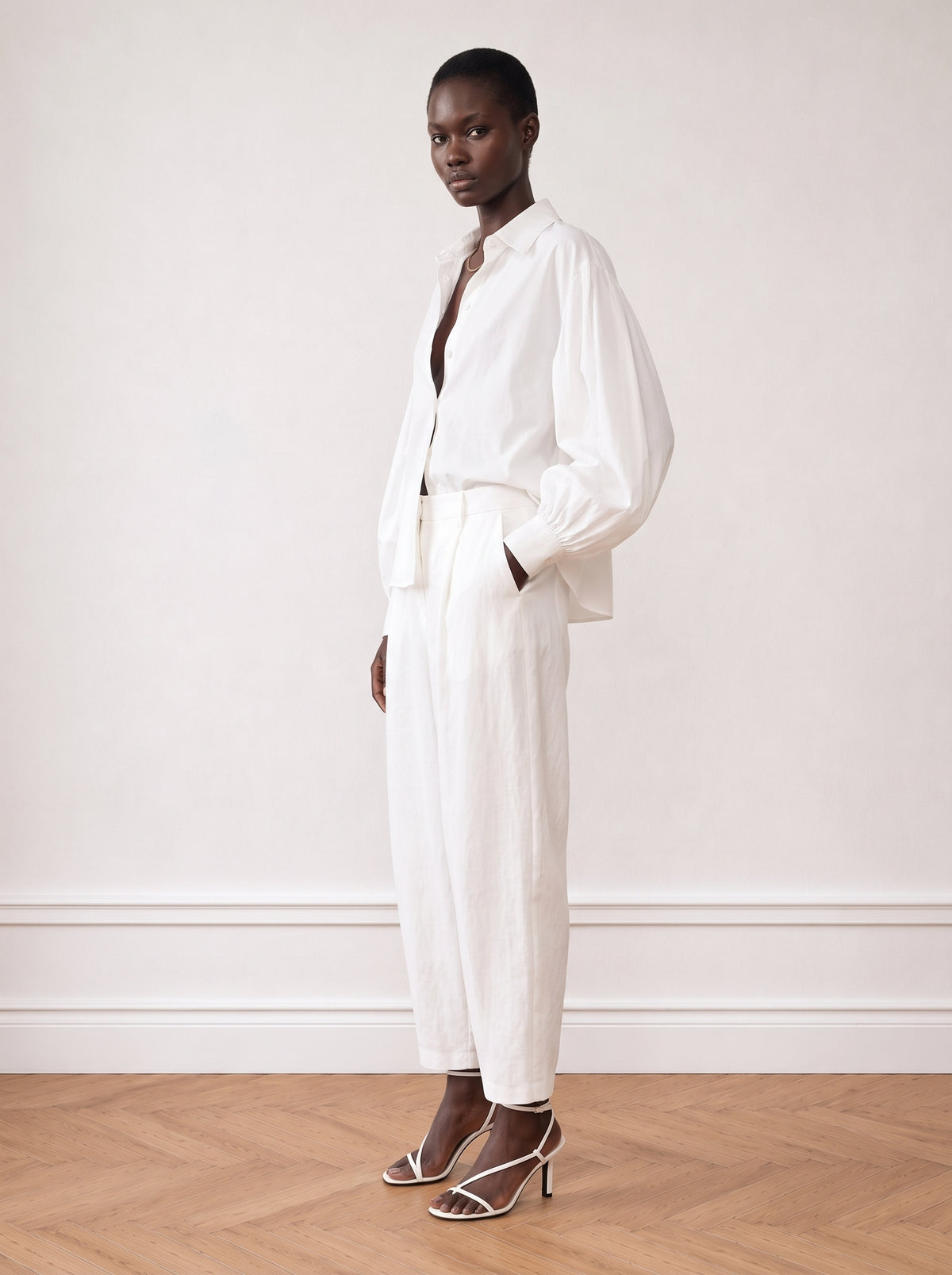 Puff-sleeve Cotton Shirt