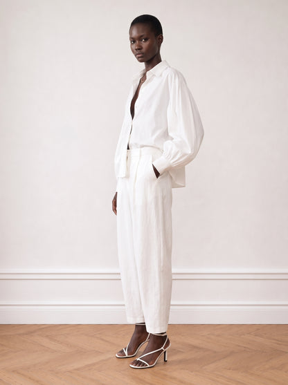 Puff-sleeve Cotton Shirt