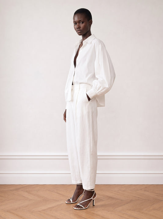 Puff-sleeve Cotton Shirt