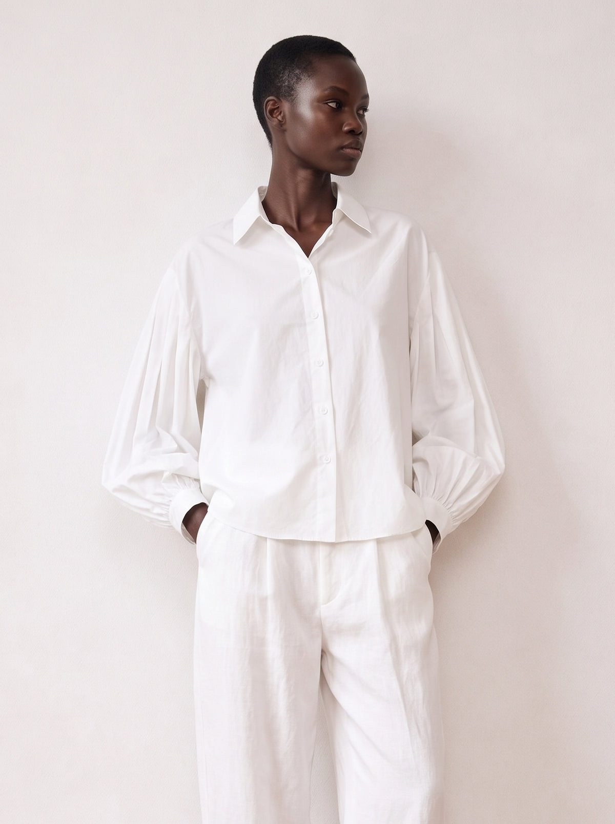 Puff-sleeve Cotton Shirt