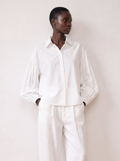 Puff-sleeve Cotton Shirt