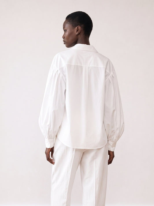 Puff-sleeve Cotton Shirt