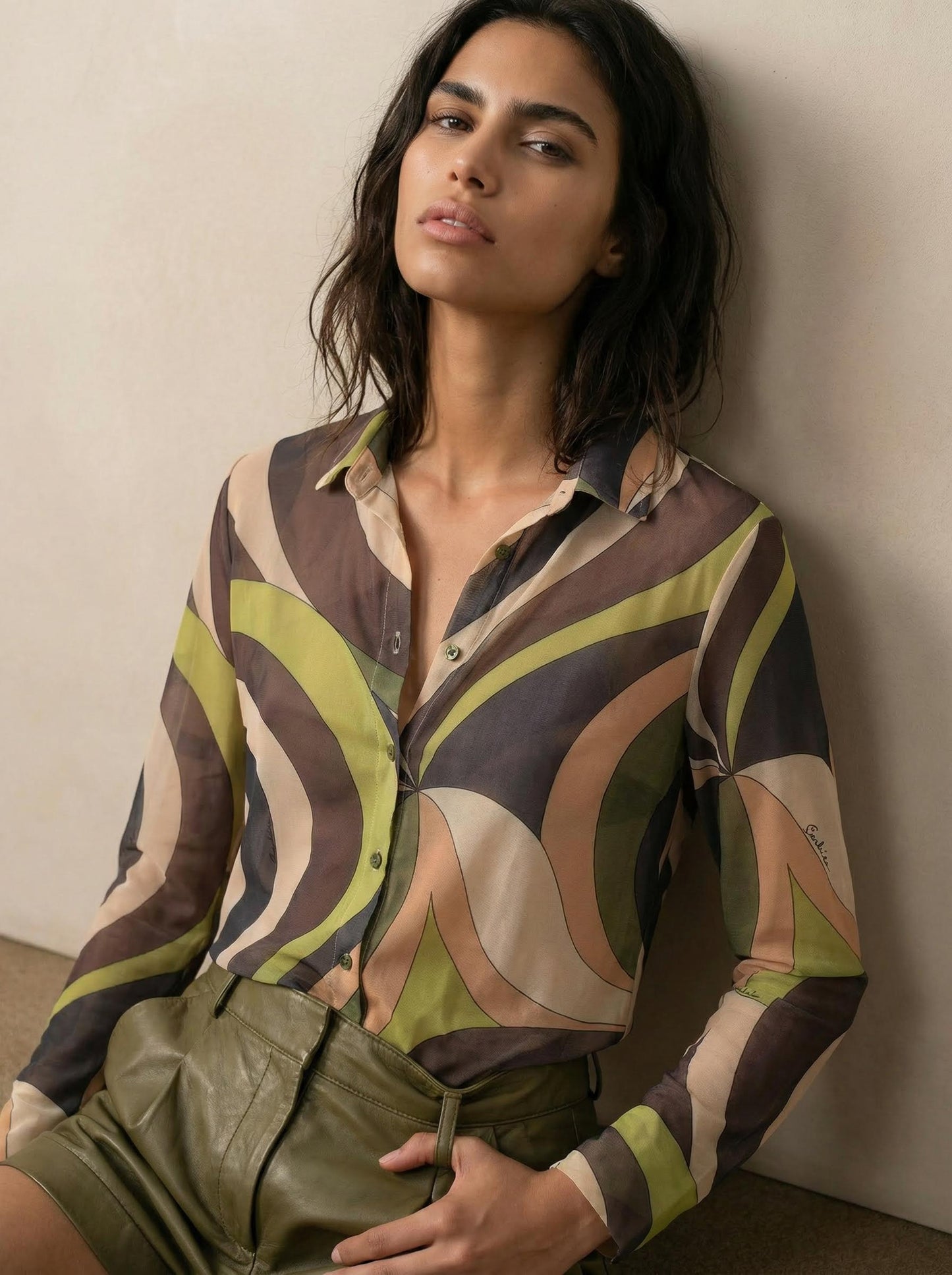 Mesh Button-down shirt