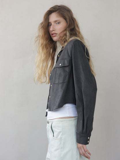 Suede Button-Down Shirt