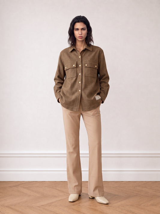Button-up wool shirt
