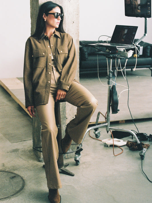 Button-up wool shirt