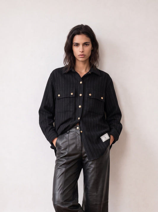 Button-up wool shirt
