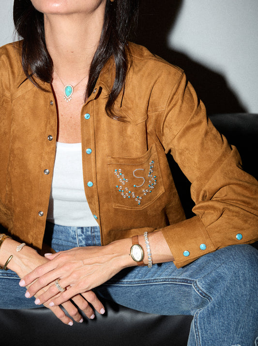 Suede button-down shirt