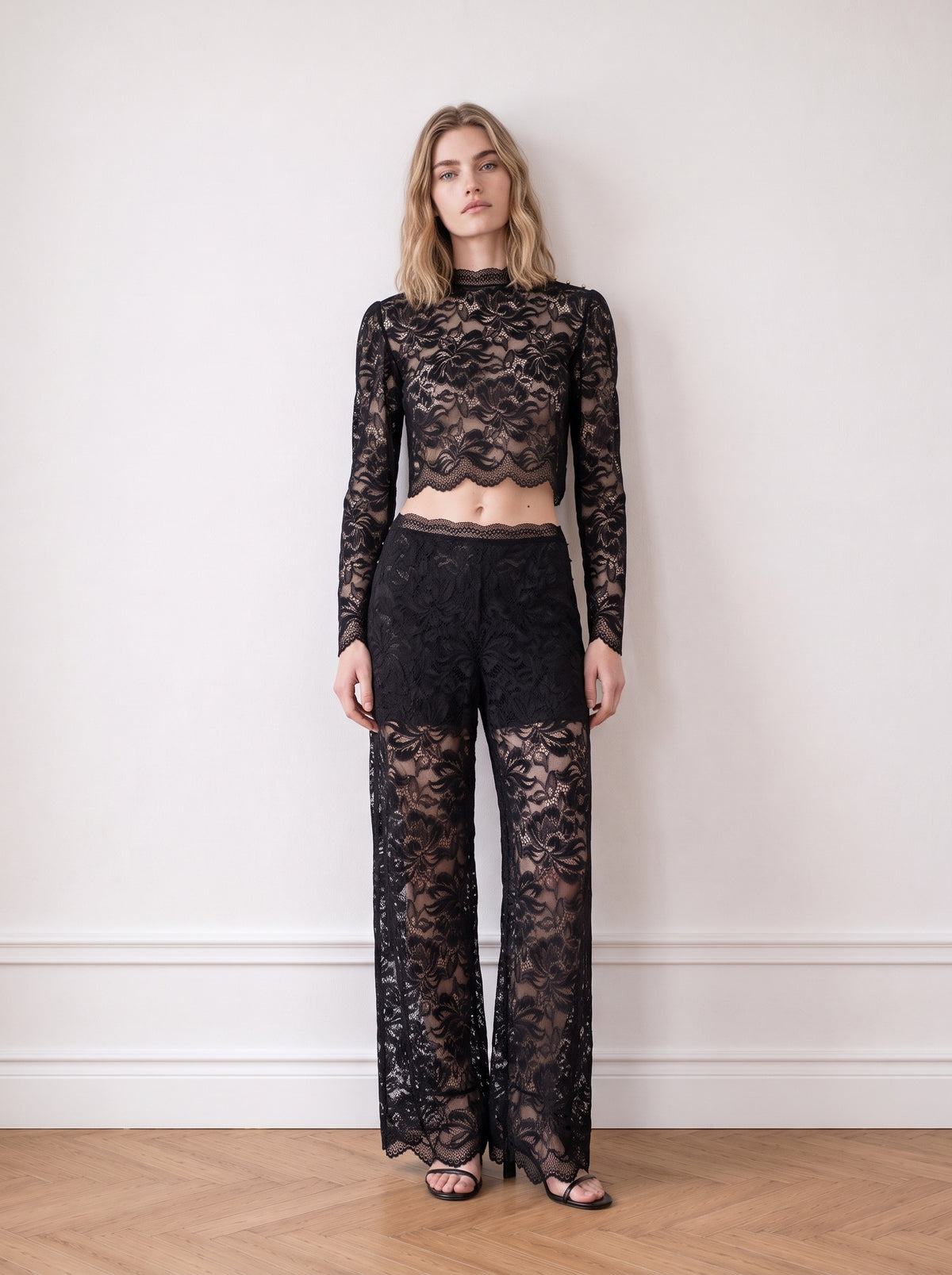 Lace Top With Gold Buttons