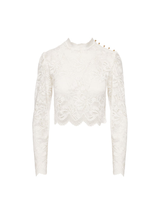 Lace Top With Gold Buttons
