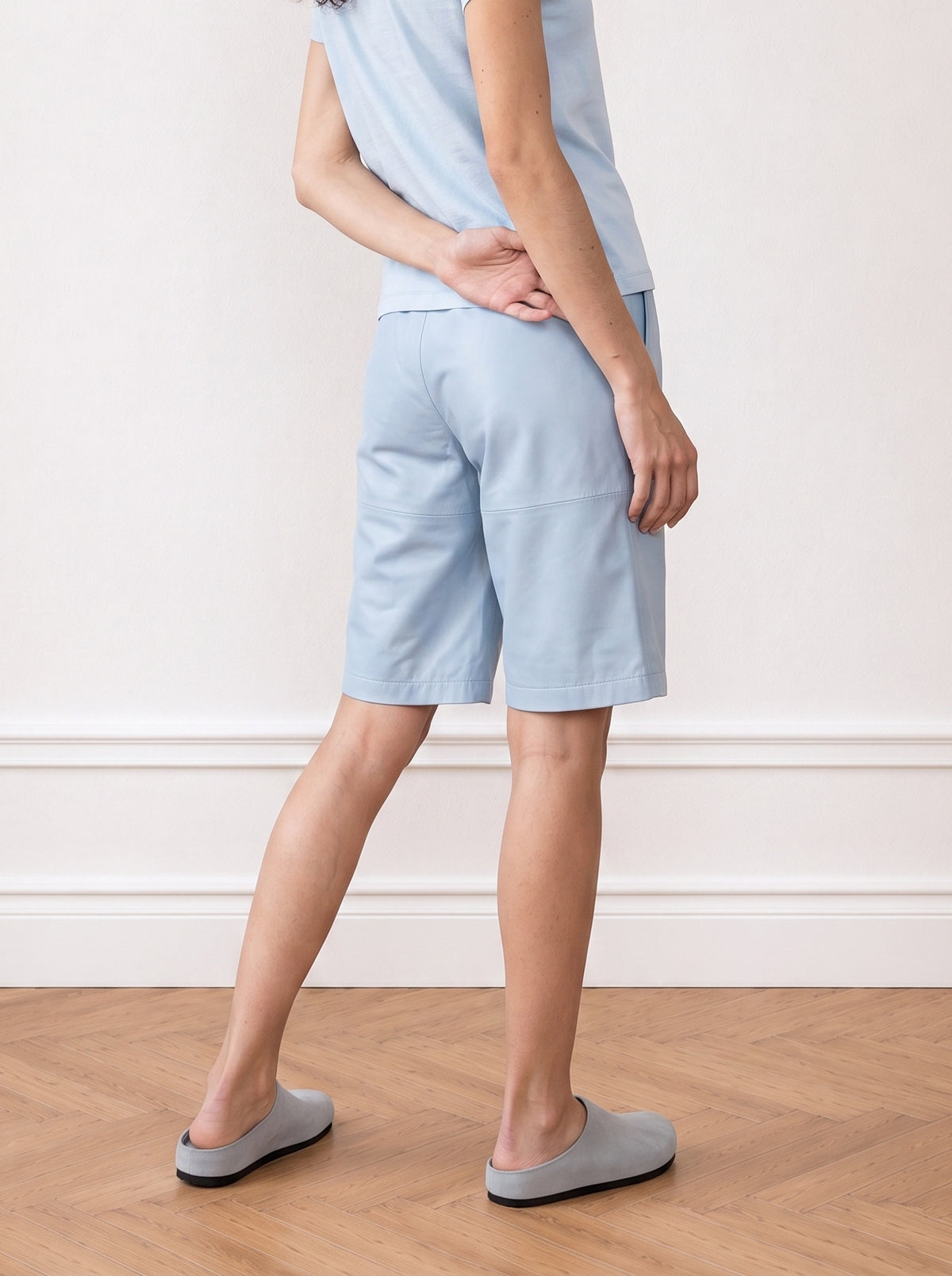 Leather Bermuda shorts