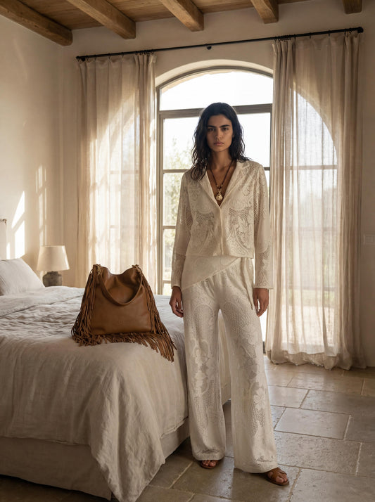 חולצה מכופתרת שילוב תחרה