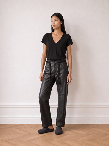 Short-sleeve V-neck jersey top