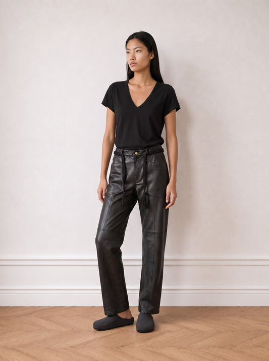 Short-sleeve V-neck jersey top