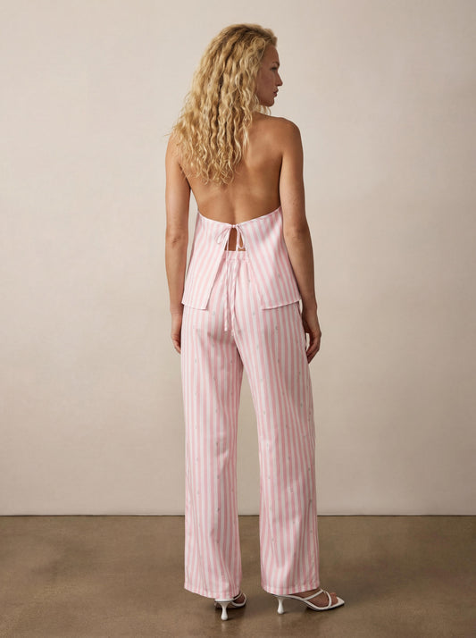 Wide-leg striped pants
