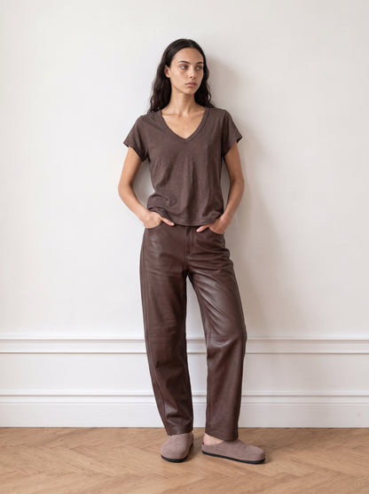 Slub cotton V-neck shirt