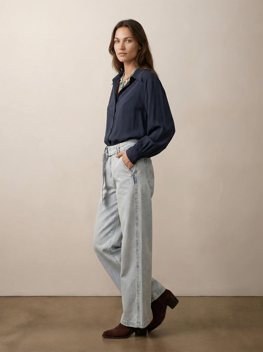 חולצת משי מכופתרת