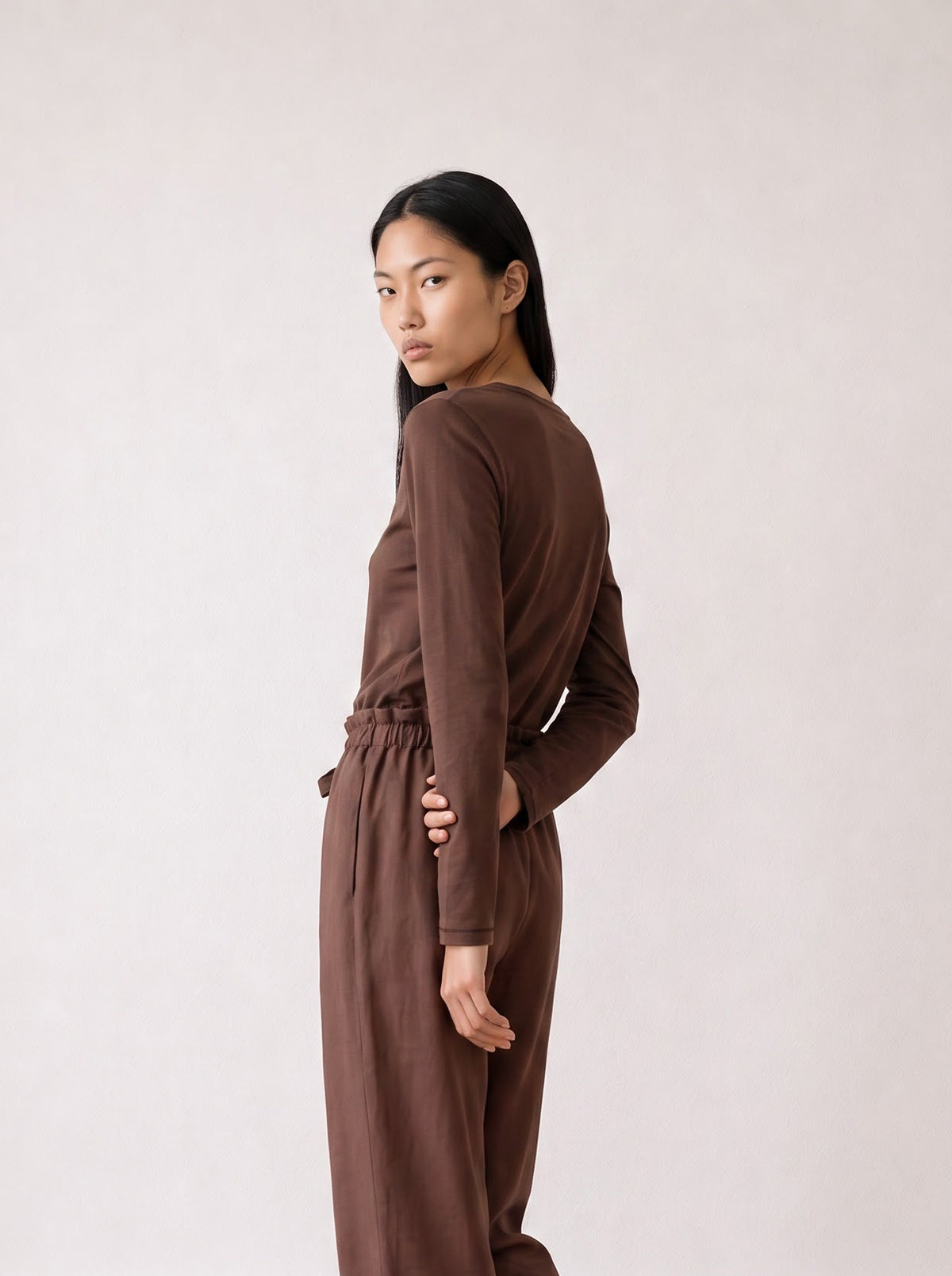 Long-sleeve crew-neck top