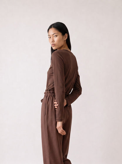 Long-sleeve crew-neck top