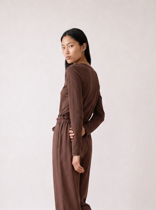 Long-sleeve crew-neck top