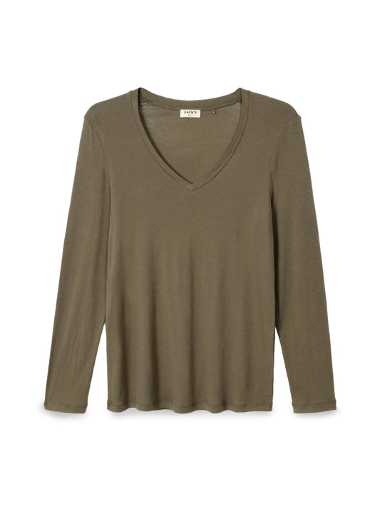 Long sleeve V-neck T-shirt