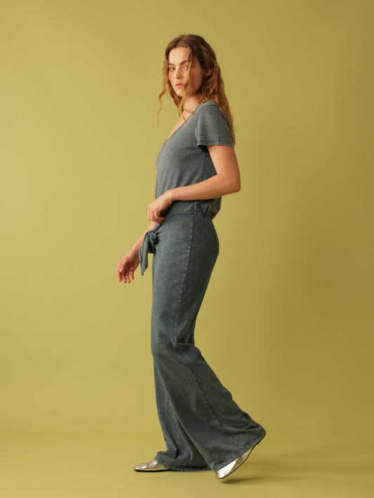 Tie Front Flare Leg Pant