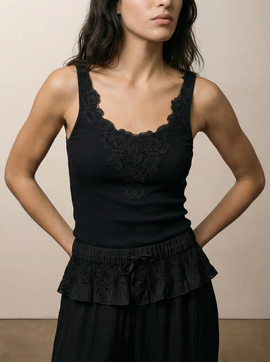 Lace combination tank top