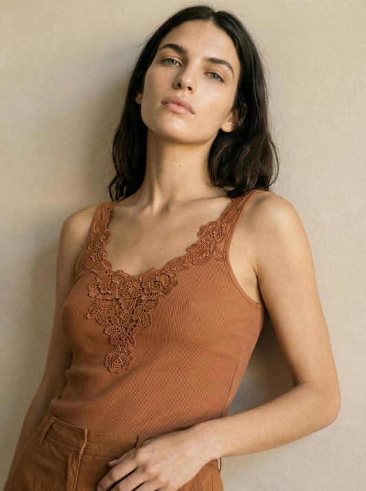 Lace combination tank top