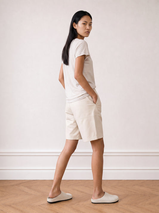 Slub cotton V-neck shirt