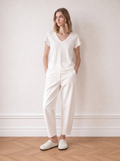 Slub cotton V-neck shirt