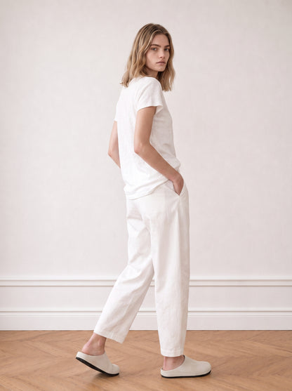 Slub cotton V-neck shirt