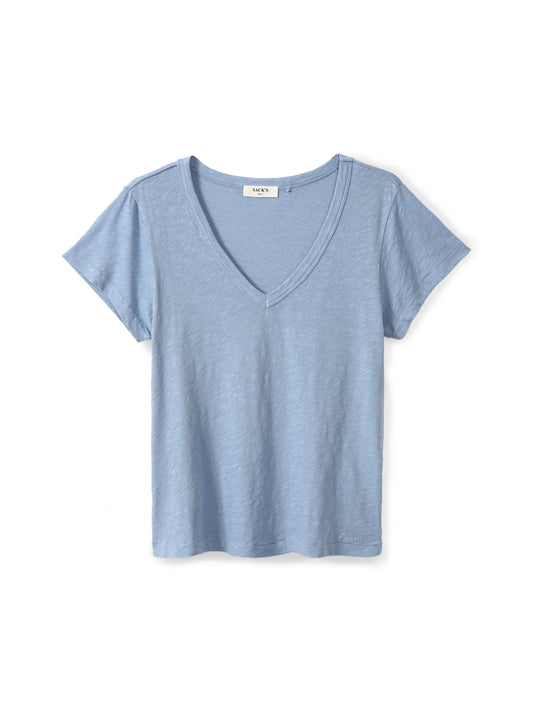 Slub cotton V-neck shirt