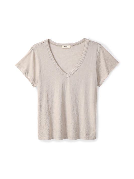 Slub cotton V-neck shirt