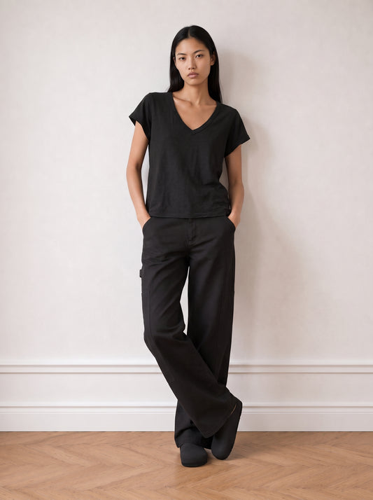 Slub cotton V-neck shirt