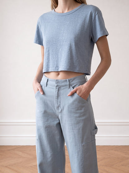 Slub cotton crop top