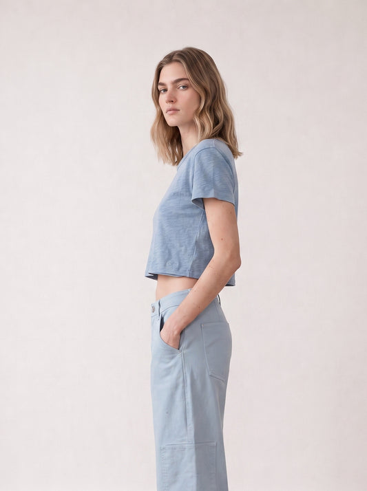 Slub cotton crop top