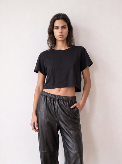 Slub cotton crop top