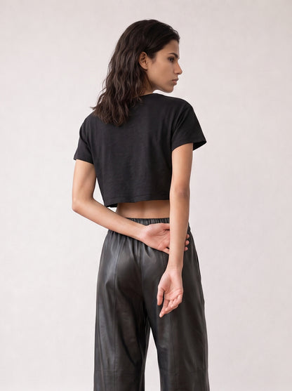 Slub cotton crop top