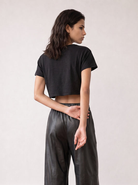 Slub cotton crop top