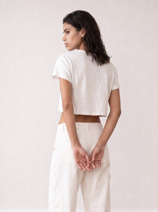 Slub cotton crop top