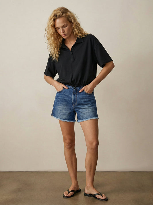 Elastic waist polo shirt