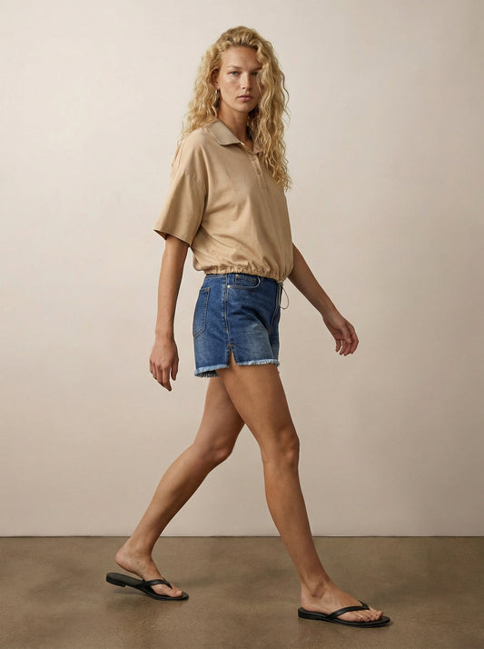 Elastic waist polo shirt