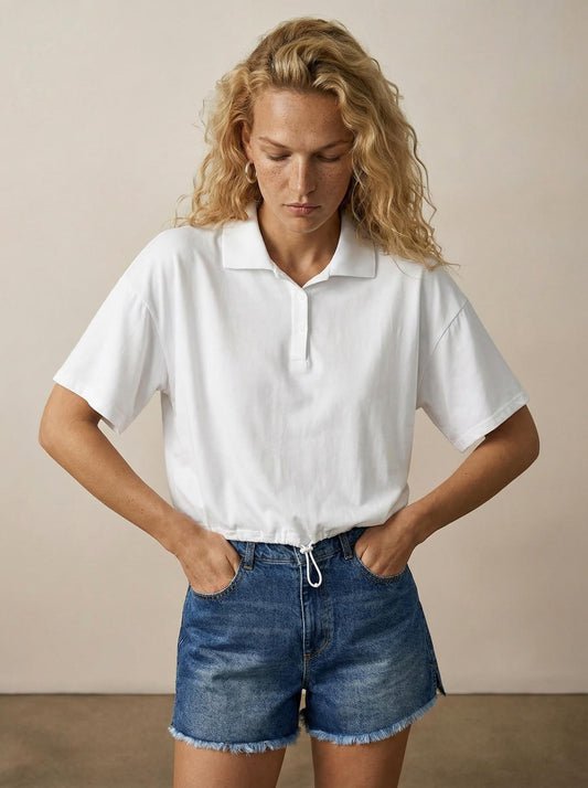 Elastic waist polo shirt