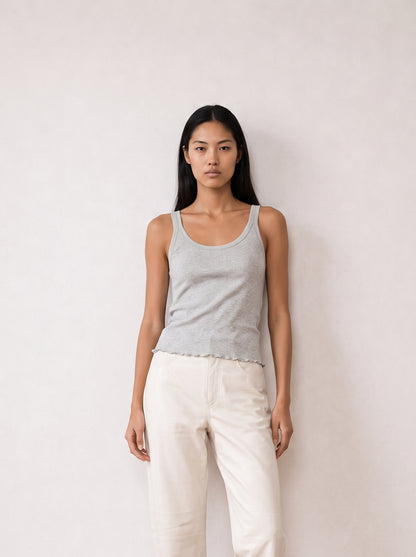 Tank top with tulle trim