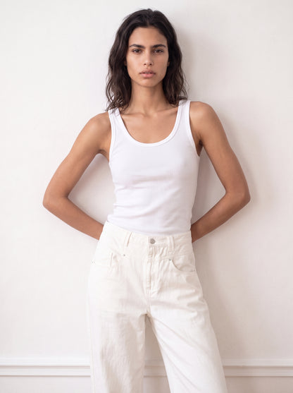 Tank top with tulle trim