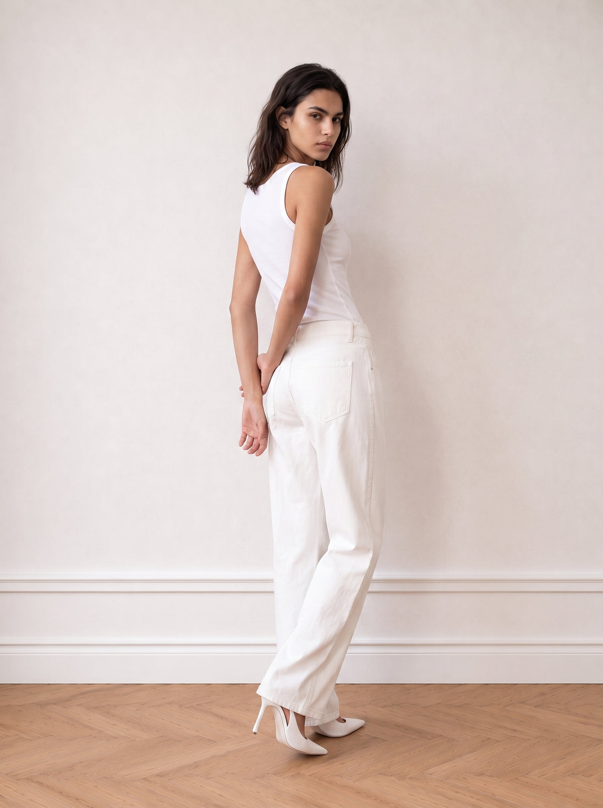 Tank top with tulle trim